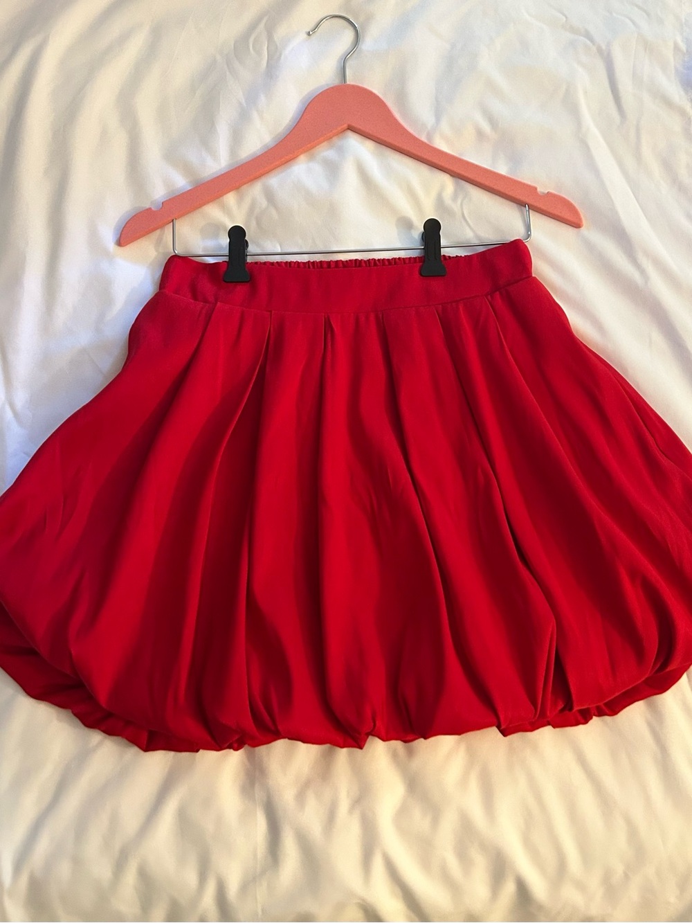 a new day Red Bubble-Hem Skater Skirt